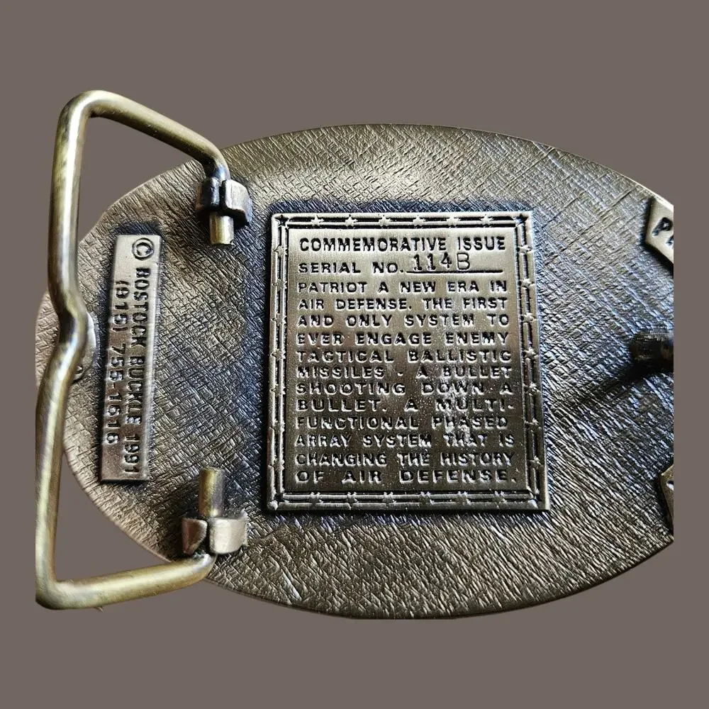 Vintage 1991 Operation Desert Storm Patriot Missile Commemorative Belt Buckle
